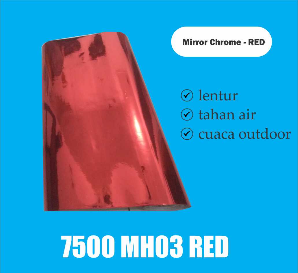 13 RSTICKER - MAXDECAL 7500 MH03 Mirror Chrome RED 50 cm ROLL Skotlet Motor Merah - Gambar 1